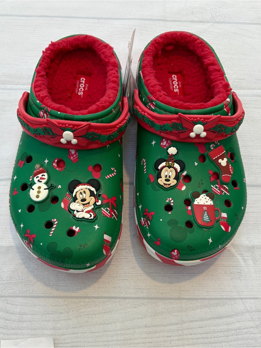 CROCS Green Holiday Clogs with Mickey Mouse